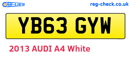 YB63GYW are the vehicle registration plates.