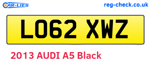 LO62XWZ are the vehicle registration plates.
