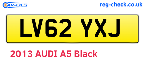 LV62YXJ are the vehicle registration plates.