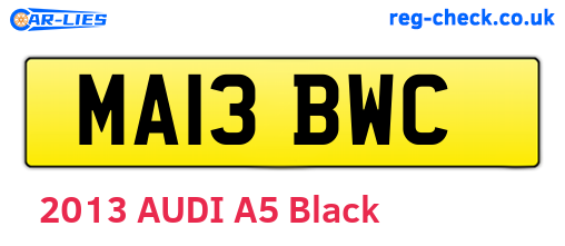 MA13BWC are the vehicle registration plates.
