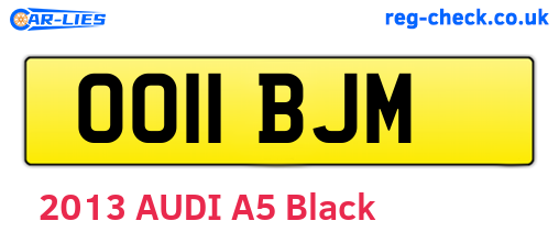 OO11BJM are the vehicle registration plates.