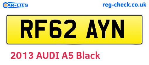 RF62AYN are the vehicle registration plates.