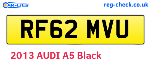 RF62MVU are the vehicle registration plates.