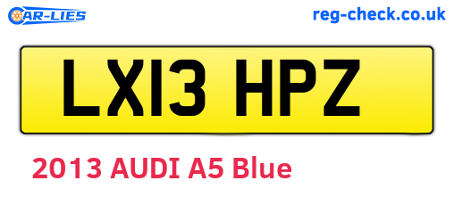 LX13HPZ are the vehicle registration plates.