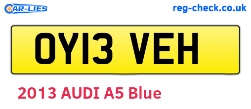 OY13VEH are the vehicle registration plates.