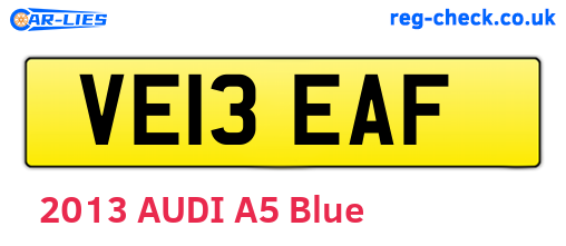 VE13EAF are the vehicle registration plates.