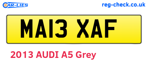 MA13XAF are the vehicle registration plates.