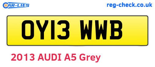 OY13WWB are the vehicle registration plates.