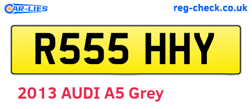 R555HHY are the vehicle registration plates.