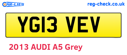 YG13VEV are the vehicle registration plates.