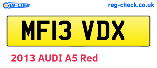 MF13VDX are the vehicle registration plates.
