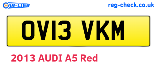 OV13VKM are the vehicle registration plates.