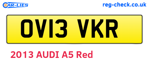 OV13VKR are the vehicle registration plates.