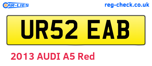 UR52EAB are the vehicle registration plates.
