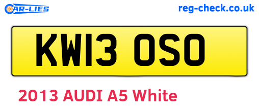 KW13OSO are the vehicle registration plates.