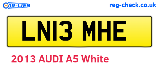 LN13MHE are the vehicle registration plates.
