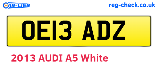 OE13ADZ are the vehicle registration plates.