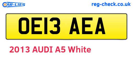 OE13AEA are the vehicle registration plates.