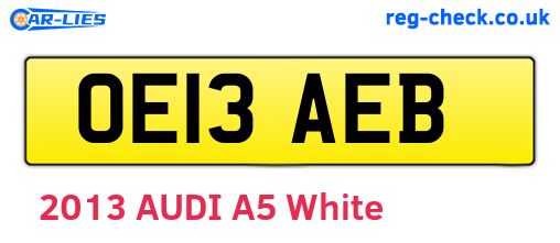OE13AEB are the vehicle registration plates.
