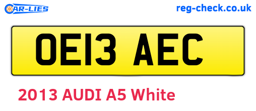 OE13AEC are the vehicle registration plates.
