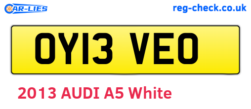 OY13VEO are the vehicle registration plates.