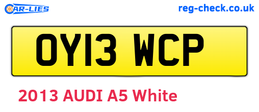 OY13WCP are the vehicle registration plates.