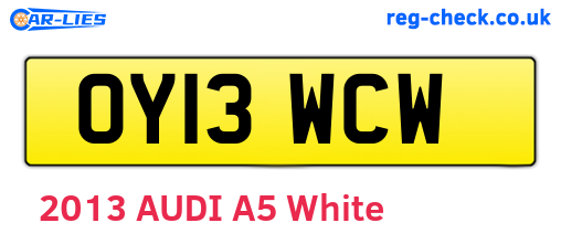 OY13WCW are the vehicle registration plates.