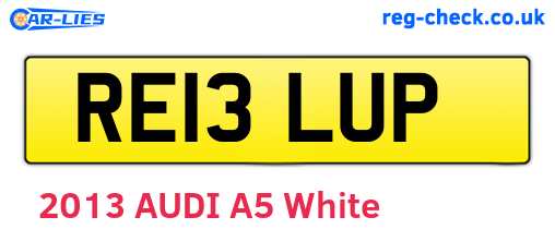 RE13LUP are the vehicle registration plates.