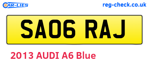 SA06RAJ are the vehicle registration plates.