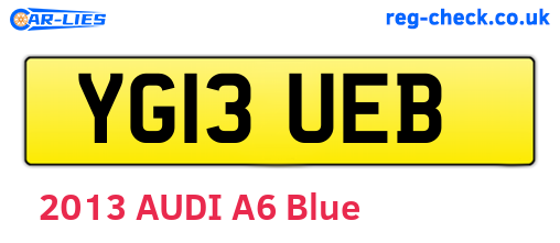 YG13UEB are the vehicle registration plates.