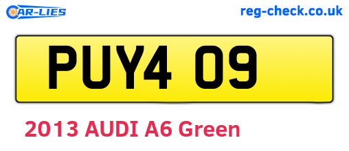 PUY409 are the vehicle registration plates.