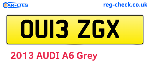 OU13ZGX are the vehicle registration plates.
