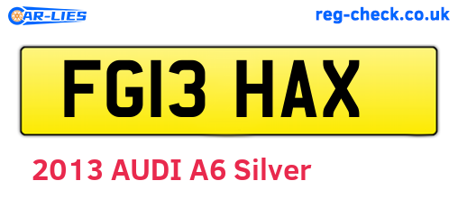 FG13HAX are the vehicle registration plates.