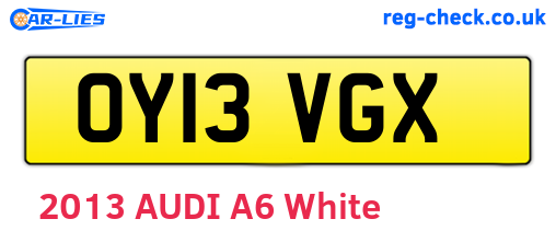 OY13VGX are the vehicle registration plates.
