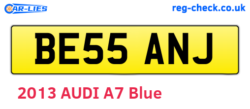 BE55ANJ are the vehicle registration plates.