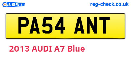 PA54ANT are the vehicle registration plates.