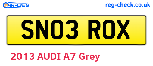 SN03ROX are the vehicle registration plates.