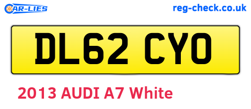 DL62CYO are the vehicle registration plates.
