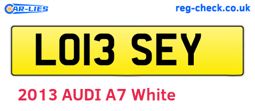 LO13SEY are the vehicle registration plates.