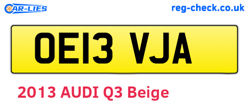 OE13VJA are the vehicle registration plates.