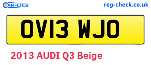 OV13WJO are the vehicle registration plates.