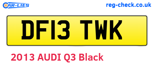 DF13TWK are the vehicle registration plates.