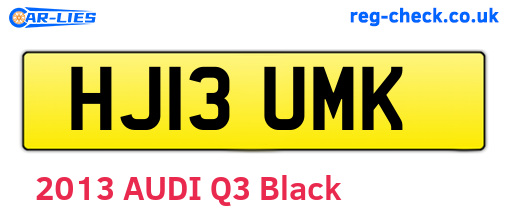 HJ13UMK are the vehicle registration plates.