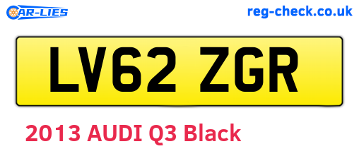LV62ZGR are the vehicle registration plates.