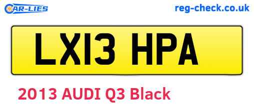 LX13HPA are the vehicle registration plates.
