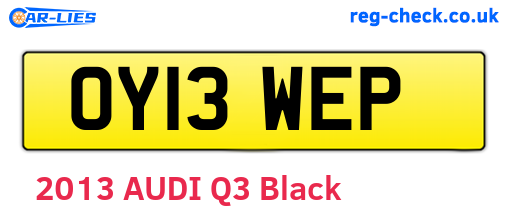OY13WEP are the vehicle registration plates.