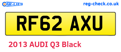RF62AXU are the vehicle registration plates.