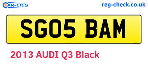 SG05BAM are the vehicle registration plates.