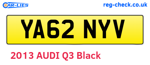 YA62NYV are the vehicle registration plates.
