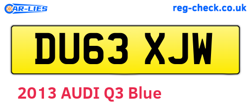 DU63XJW are the vehicle registration plates.
